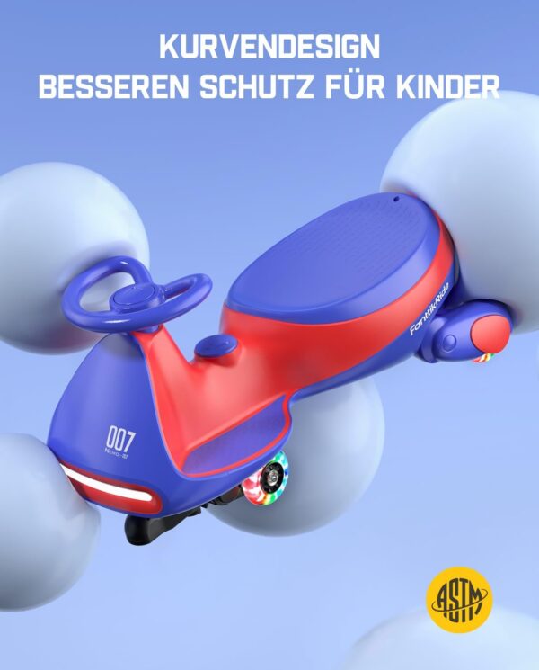FanttikRide - N7 Pro 12V Elektroauto, mit Pedal, Akku, CyberWiggle, 2-in-1-Schaukelauto, 2 Geschwindigkeiten, Anti-Rollover, blinkende Räder, Bluetooth, ab 3 Jahren, 150 Pfund, - Image 5
