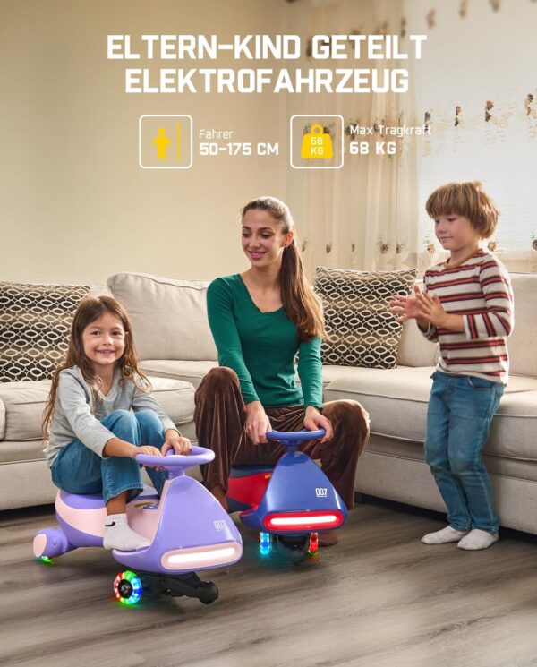 FanttikRide - N7 Pro 12V Elektroauto, mit Pedal, Akku, CyberWiggle, 2-in-1-Schaukelauto, 2 Geschwindigkeiten, Anti-Rollover, blinkende Räder, Bluetooth, ab 3 Jahren, 150 Pfund, - Image 7